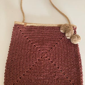 Borsa all'uncinetto fatta a mano in corda di carta, borsa a tracolla, borsa estiva, casual