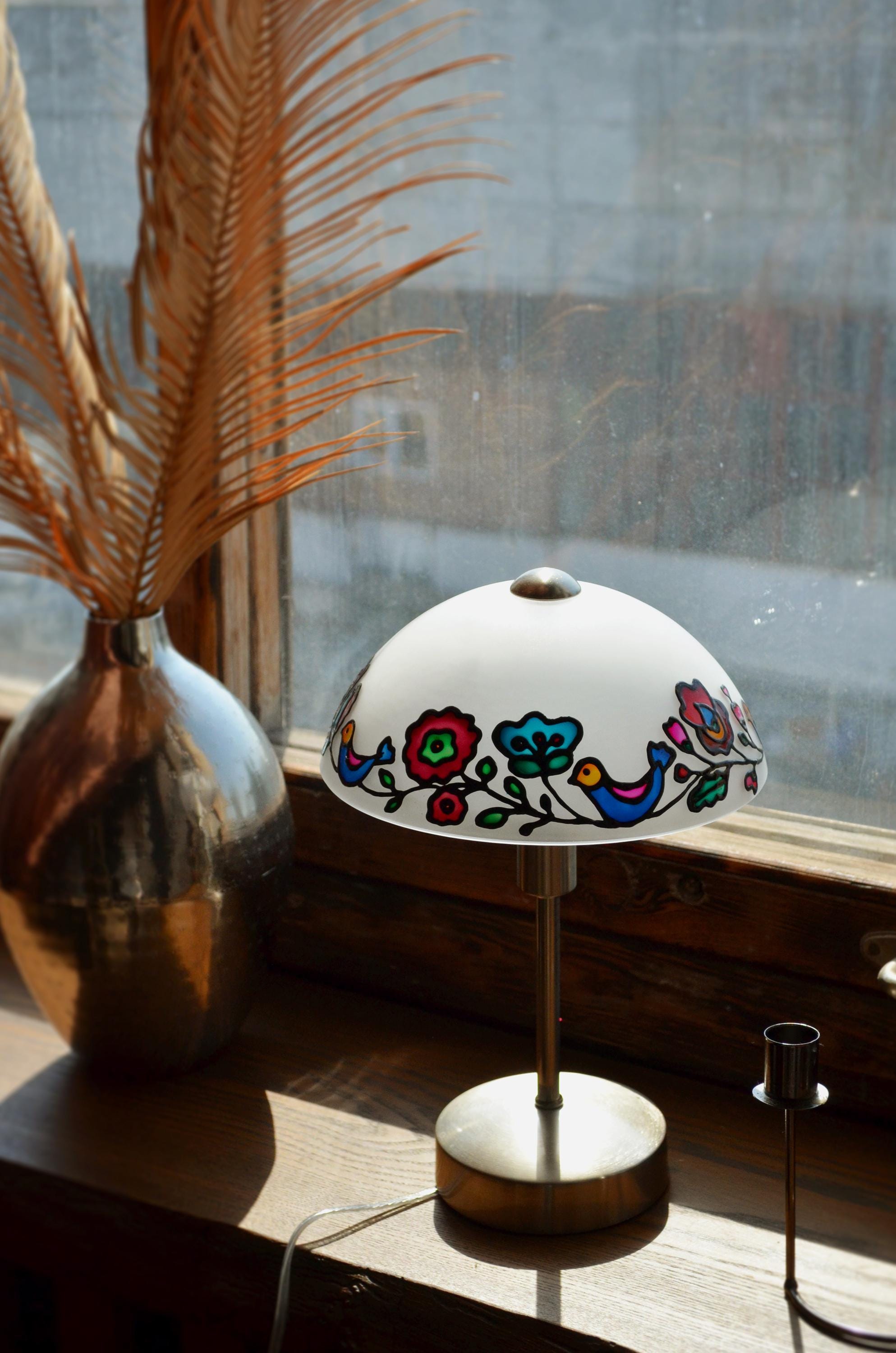 Stained Glass Bird Table Lamp