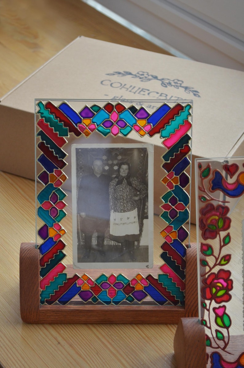 Handmade Wooden Photo Frame With Stained Glass Painting - Etsy