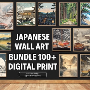 Japanese Wall Art Set of 100 Print, Japandi Wall Art, Japanese Art, Japandi Art, Gallery Wall Set, Digital Prints