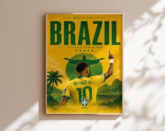 Neymar Brazil World Cup 2026 Poster Matte Vertical Poster | Seleção Canarinho Soccer Wall Art