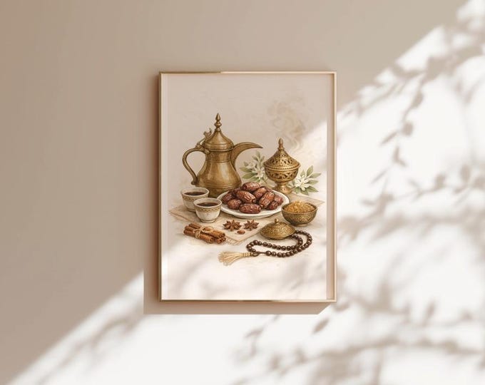 Traditional Palestinian Coffee with Incense, Dates, and Tatreez (Digital Download)