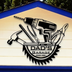 Custom Garage Metal Wall Decor,Mechanic Decor,Gift for Dad, Repairman Metal Sign, Personalized Workshop Sign, Tools Shop, Constructor Sign,