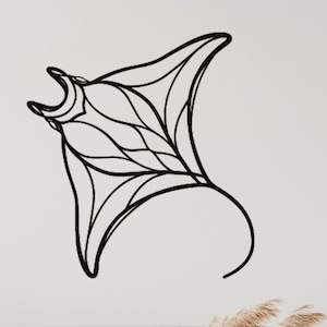 Manta Ray Unique Design ,Stingray  Ray Fish Metal Line Decor ,Marine Theme Wall Decor , Manta Ray Theme Wall Art ,Stingray Metal Wall Art