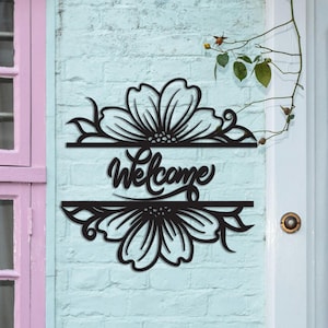 Welcome Metal Wall Art, Unique Home Porch Decor, New House Metal Gift, Welcome Metal Sign, Black Metal Wall Art, Gift for Her, Rustic Decor