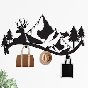 Mountain and Hill Metal Wall Coat Hanger, Forest Metal Wall Decor, Porch Organizer, Clothes Hook, Home Accessories, Christmas Gift, Wall Art