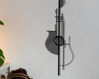 Metal Guitar Wall Art: Modern Music Decor, Music Lover Gift