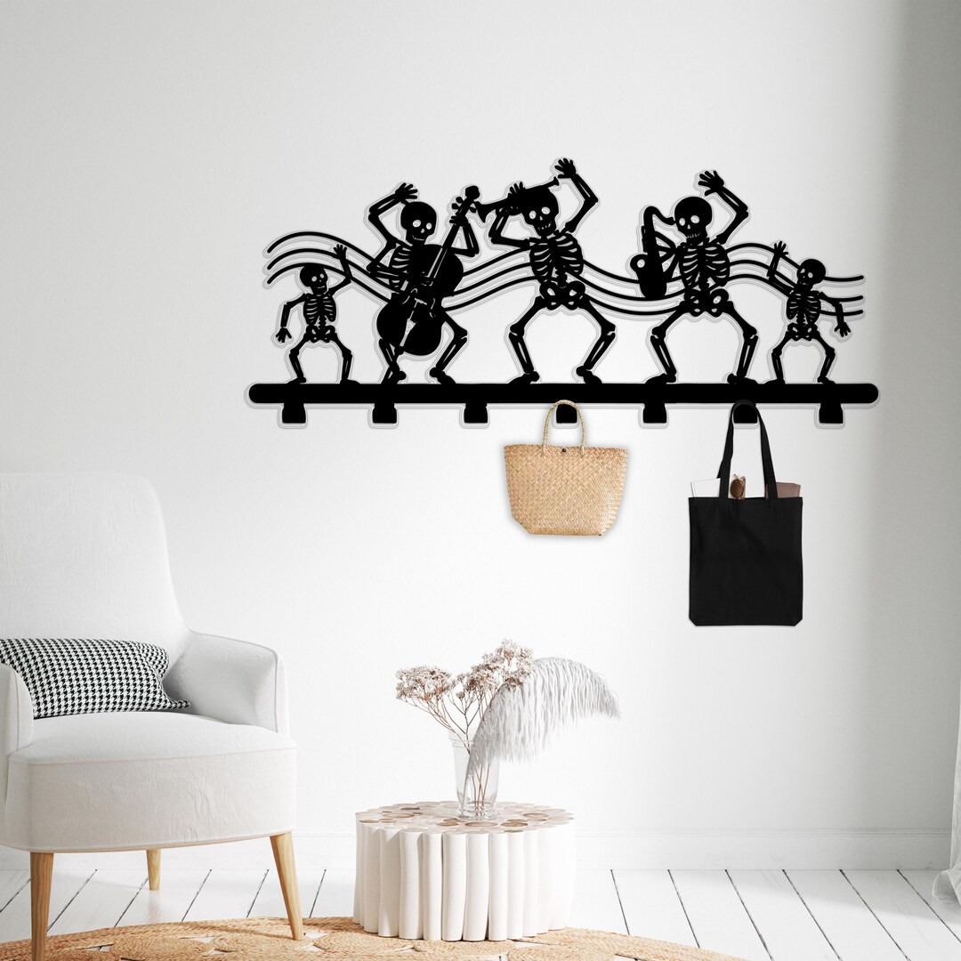 Skeleton Hand Coat Rack Musician Skeleton Metal Wall Hook: Gothic Coat Rack, Entryway Organizer ...