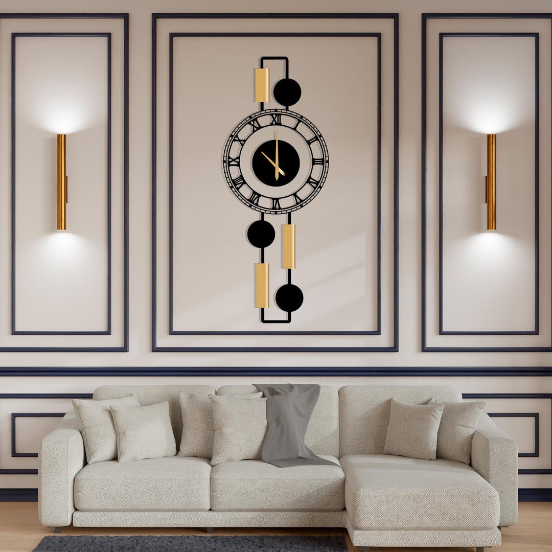 Modern Large Wall Clock, Metal Wall Clock & Roman Numerals Gift, Luxury ...