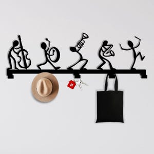 Musicians Metal Wall Hook, Decorative Hanger, Entryway Organizer, Hanging Coat Rack, Metal Music Instruments Key Holder for Wall, Bag Rack