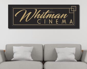 Personalized Art Deco Home Theater Sign: Vintage Style Movie Room Decor