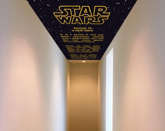 Star Wars Opening Crawl Stairway Ceiling or Wall Graphic Peel and Stick Wallpaper, Sticker Home Theater Personalized Cinema Decor Movie Room