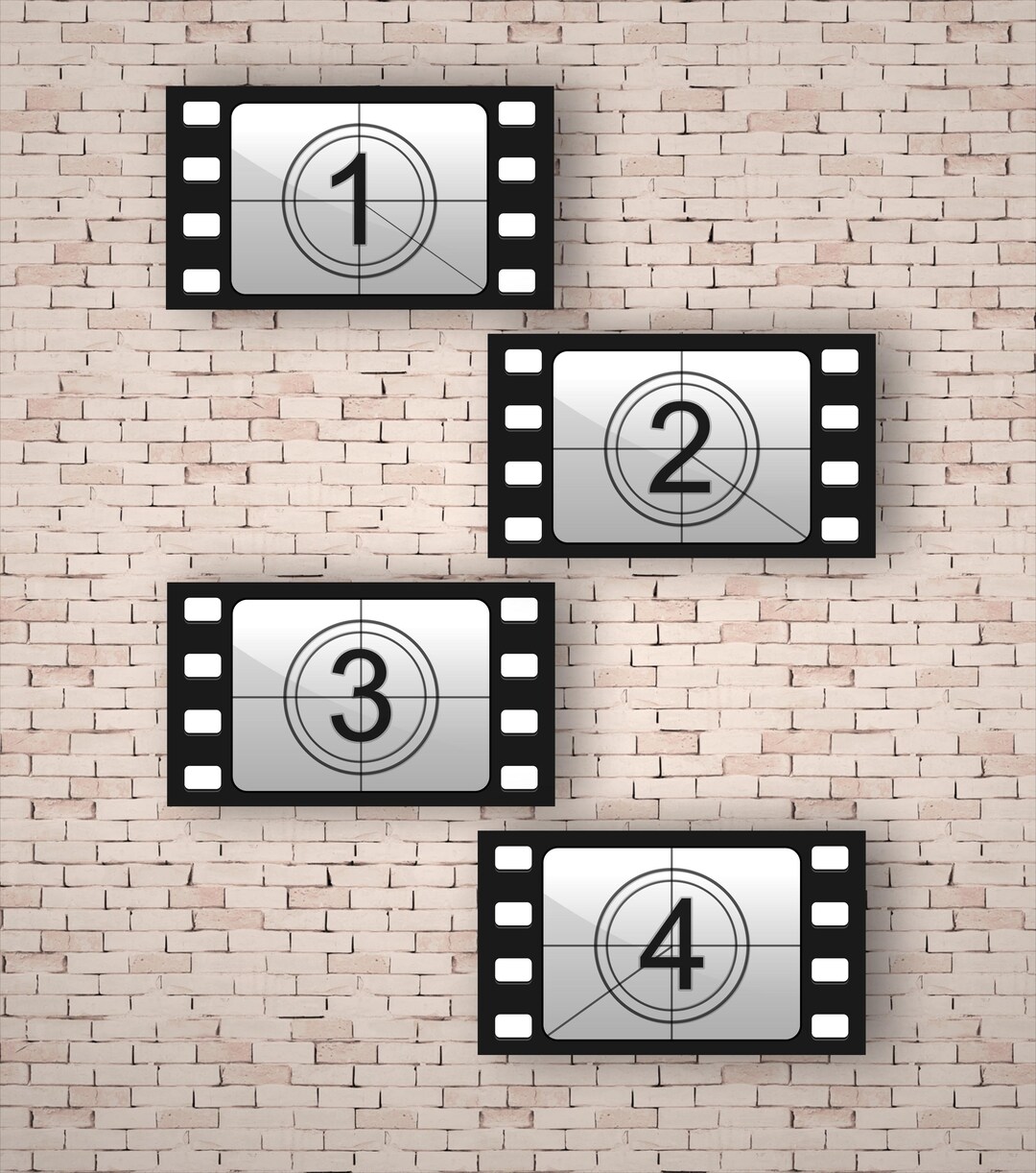 Set of 4 Filmstrip Countdown Home Theater Signs – Vintage Style Movie ...