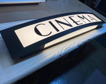 Custom Art Deco Lighted Home Theater Sign: Vintage Style Marquee LED 60 inch Wide