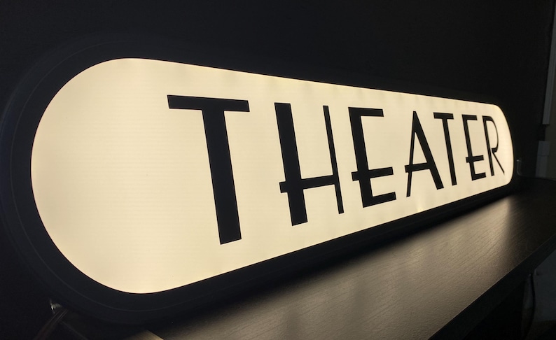 Customizable Art Deco Lighted Home Theater Sign: Cinema Bar Decor ...