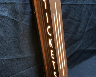 Custom Art Deco Lighted TICKETS Home Theater Sign LED Sign Movie Cinema Decor