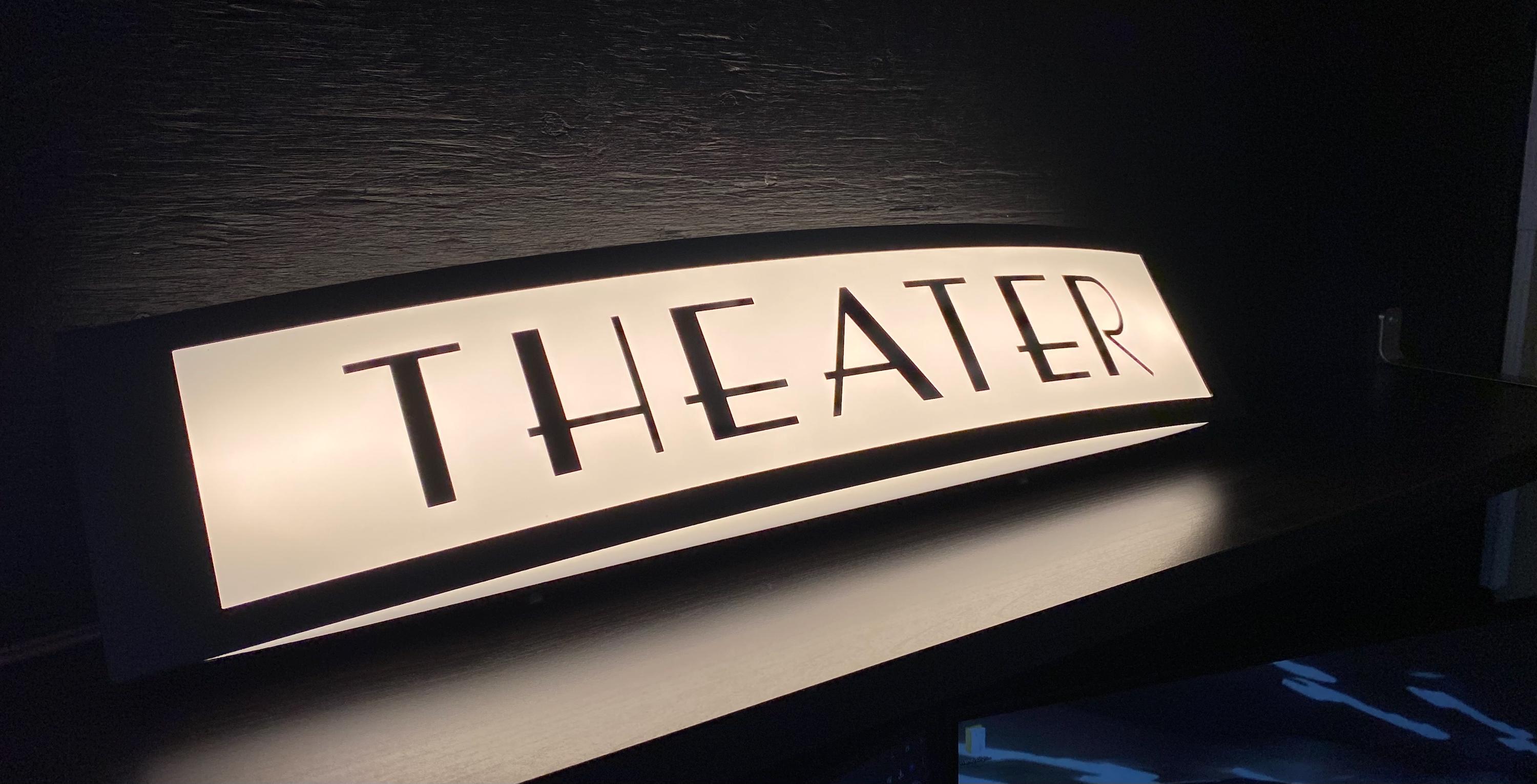Art Deco Vintage Style Lighted Home Theater Entrance Sign Man Cave Cinema Bar Lounge Tickets Battery Powered Option Customizable Sign