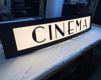 48 Inch Wide Custom Art Deco Lighted Home Theater Sign: Vintage Style Marquee LED