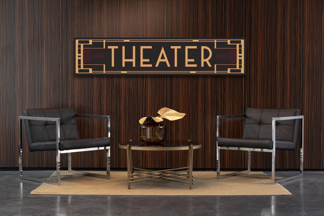 Art Deco Vintage Style Home Theater Entrance Sign Man Cave Cinema ...