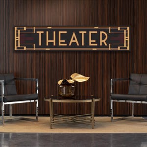 Art Deco Vintage Style Home Theater Entrance Sign Man Cave Cinema Theatre Decor
