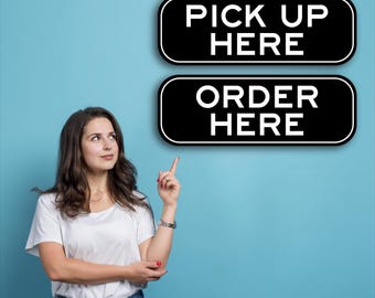Custom Restaurant Pick Up & Order Here Signs: Aluminum Cafe Signage