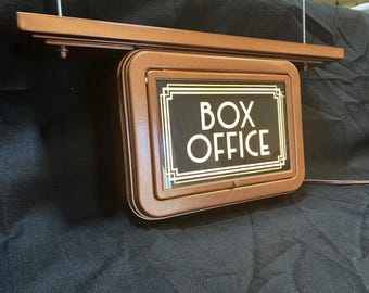 Custom Art Deco Lighted BOX OFFICE Home Theater Sign LED Lighted Display, Ticket Booth