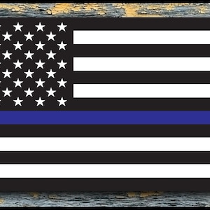 Thin Blue Line American Flag Wall Art | Police Officer Gift | Aluminum Law Enforcement Decor | Patriotic Indoor Outdoor Sign