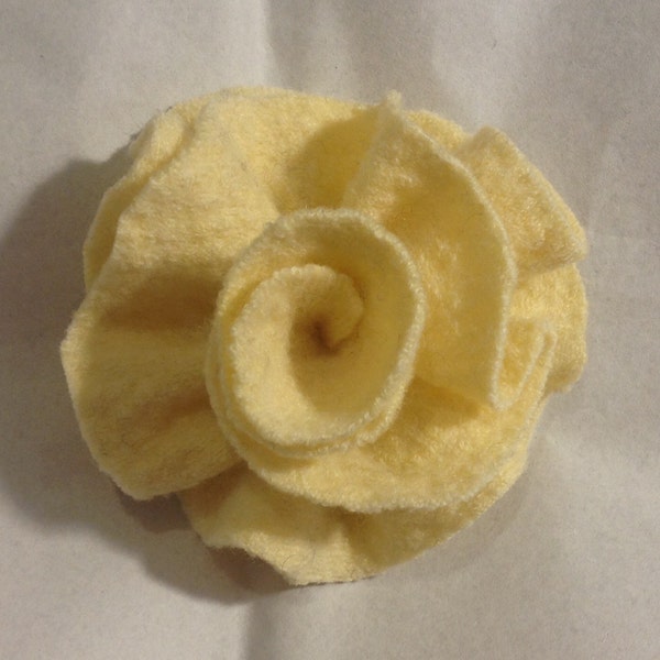 Yellow Brooch Wool Felted Flower Accessory Pin Upcycled Wool Sweater