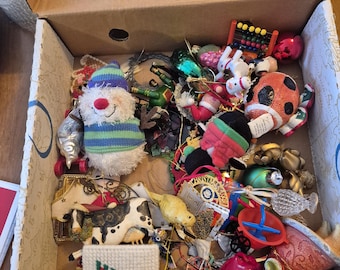 34 vintage and unique christmas ornaments , featuring santa reindeer , angels and many more
