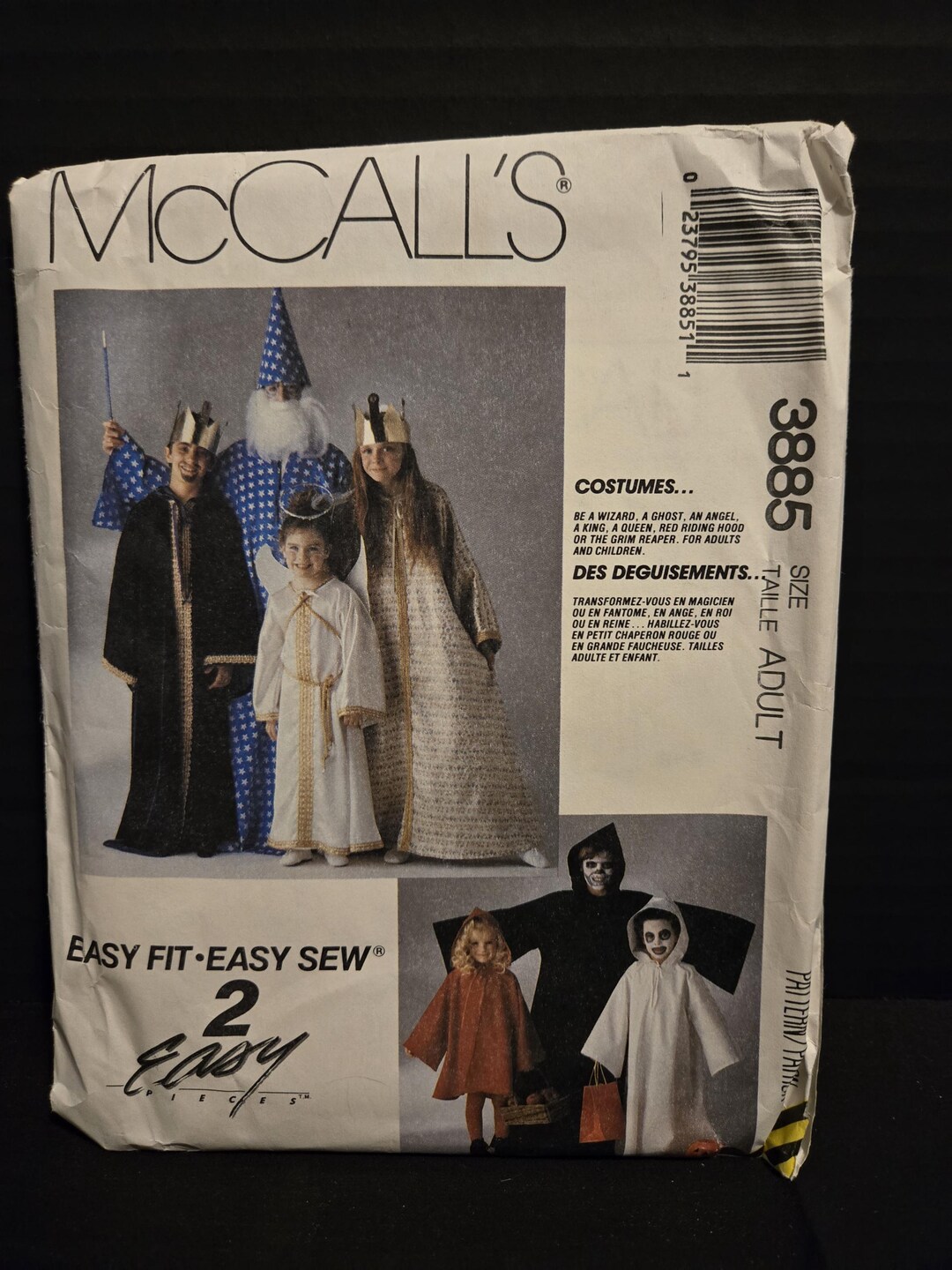 1988 Mccall's Costume Sewing Pattern 3885, Wizard, Queen, Angel, XS-L ...