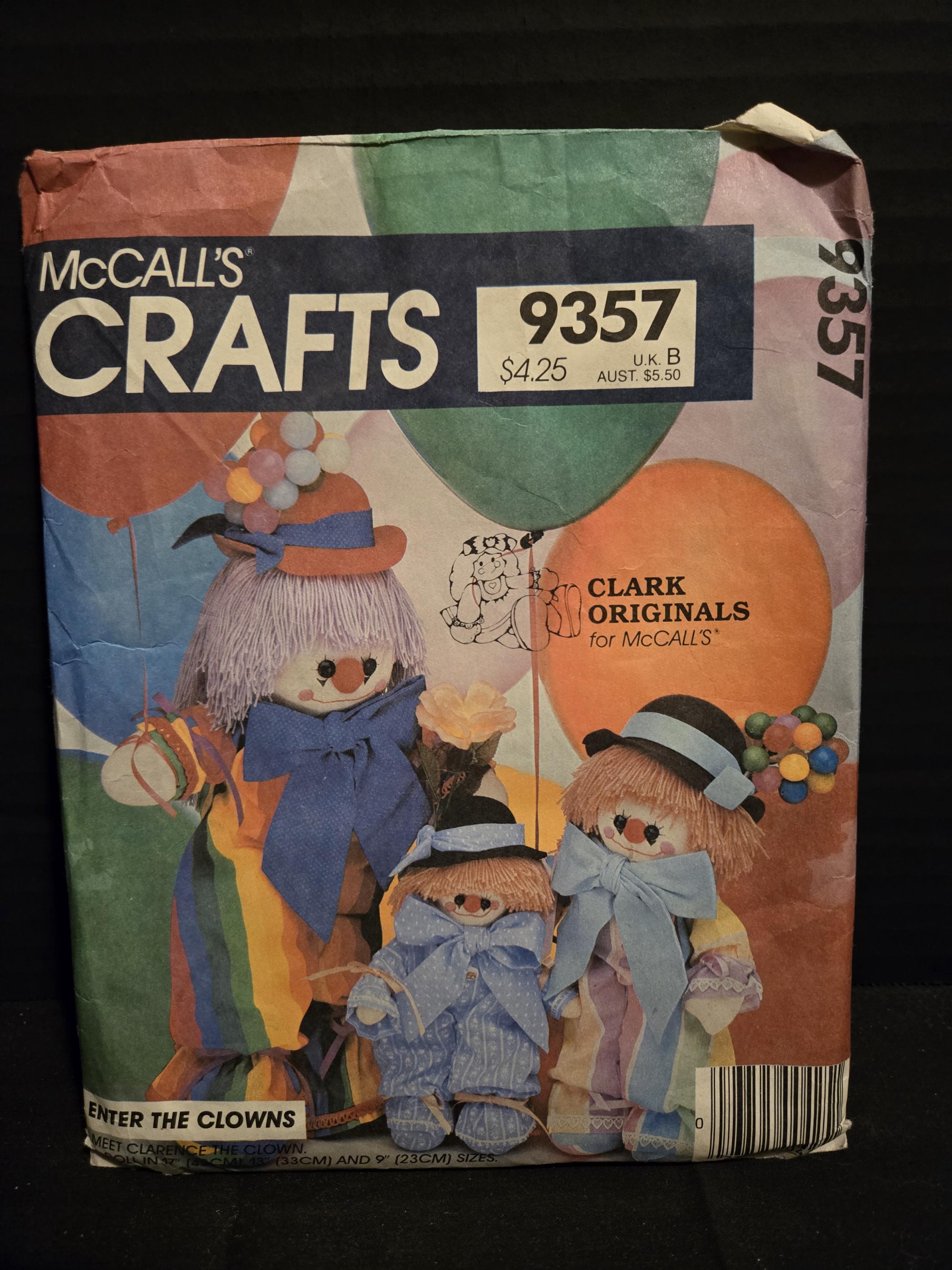 McCalls 9357 Clown Dolls McCalls 5713 Raggedy Ann Andy Dolls Simplicity 8779 Stuffed Toys AND Butterick 4530 Stuffed Toys CUT Patterns #55