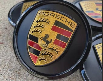 4pcs Set Porsche Wheel Center Cap Gloss Black 76mm