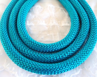 Braided Trim Rope Cord Semisoft Climbing Cord Mint Veraman Striped String Round Cord 9-10mm approx - 1Yard 92cm 1 piece