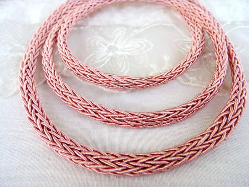 Salmon String Cord 7x4mm 1 piece 1 Yard0.92m approx. Oval Braided Trim Cord Licorice Style Rope Semisoft Cord