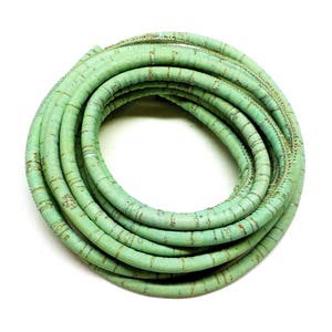 Cork Cord, Green Vegan Round Cork Cord, Veraman Cork Cord, Bracelet Cork Cord, 4.5mm - 40cm/15,7&quot; approx. 1 piece