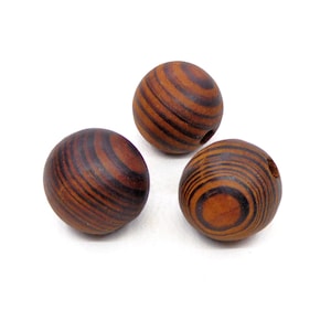 Brown Round Wooden Beads, Brown Wooden Beads with Stripes, Brown Wood Beads, 28mm/ Ø 6mm - 2 pcs