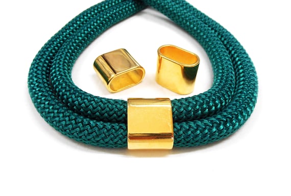 Gold Plated over Brass Tube, Brass Beads, Brass Tube Beads, Metal Beads 24x20mm, Ø 20x10mm for Cords 10mm - 1 piece