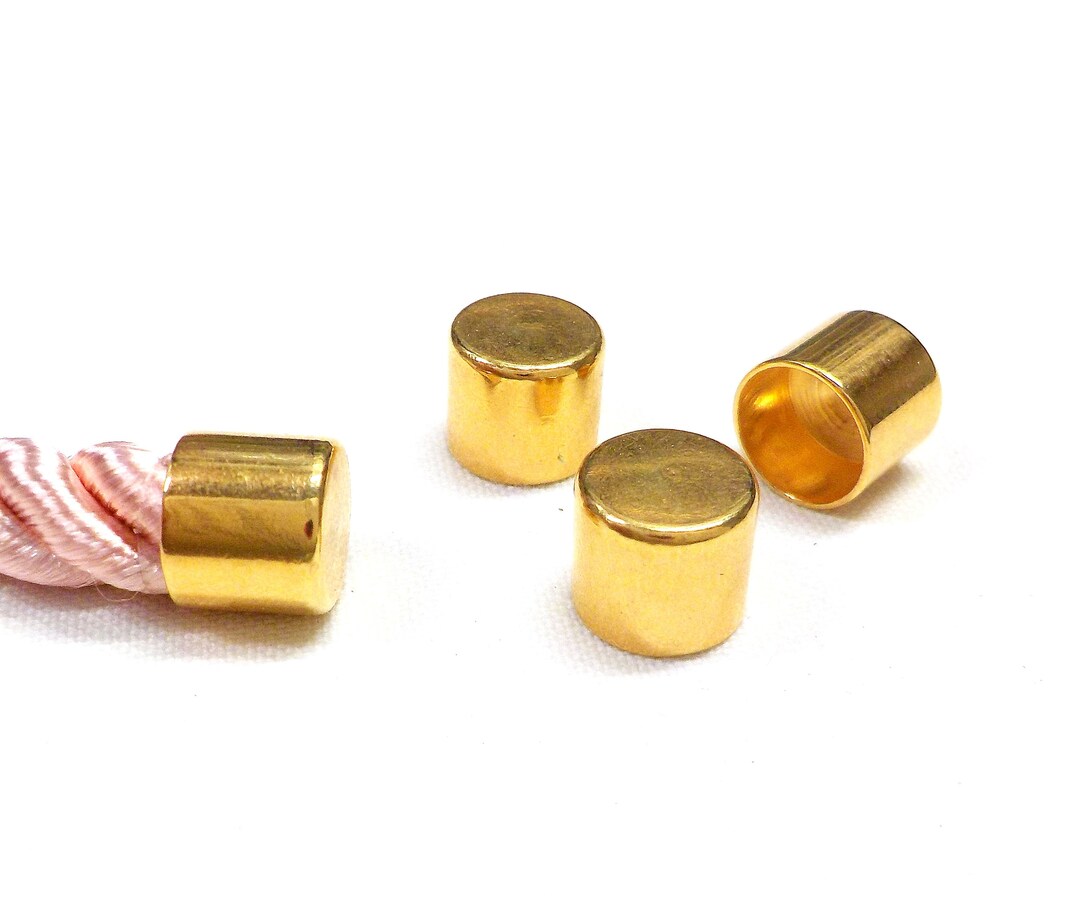 Gold End Caps 8x7mm without Loop and Hole for 7mm Cord, Cords Edge
