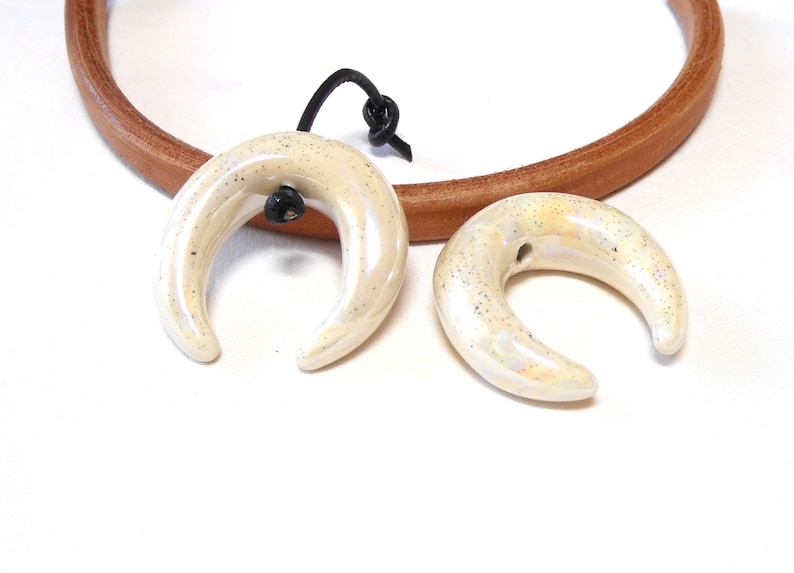 Double Horn Crescent Moon Pendant Enamel Greek Ceramic Etsy