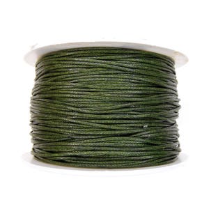 Olive Green Waxed Cord 1mm, Cotton Cord, Twisted Cotton String, Bakers Twine, Macrame Cord - 10 yards/ 9.2m approx.(1 piece)