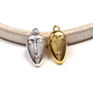 Greek Cycladic Statue Face, Replica of Ancient Greek Civilization Mask, Silver Gold Mask Pendant, Face Pendant, 24x12mm - 1 piece
