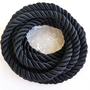 Black Satin Twisted Cord, Wrapped Thread Cord, 9mm Rope Cord - 1 Yard/ 0,92m approx.(1 piece)