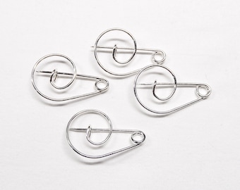 Imperdible plateado, broche de imperdible hecho a mano, soporte para dijes, broche de plata, alfiler de plata para falda escocesa de 33 x 23 mm, alambre de calibre 18 (1 mm) - 2 piezas