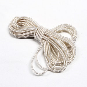 1.7mm White Wrapped Silk Satin Cord, Soutache Wrapped Thread Cord, Artificial Silk Cord, Rope Cord - 2 Yards/1,84m approx.(1 piece)