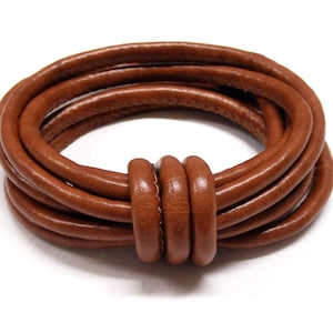 Brown Eco Nappa Leather Cord, Faux Leather 5mm Cord, Stitched Cord, Sold in 1 Yard/  92cm approx.(1 piece)