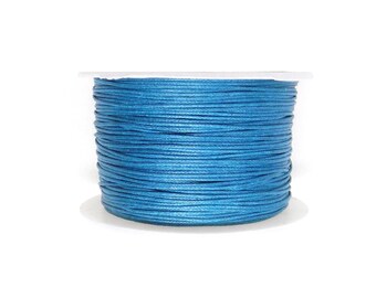 Blue Waxed Cord 1mm, Cotton Cord, Twisted Cotton String, Bakers Twine, Macrame Cord - 10 yards/ 9.2m approx.(1 piece)