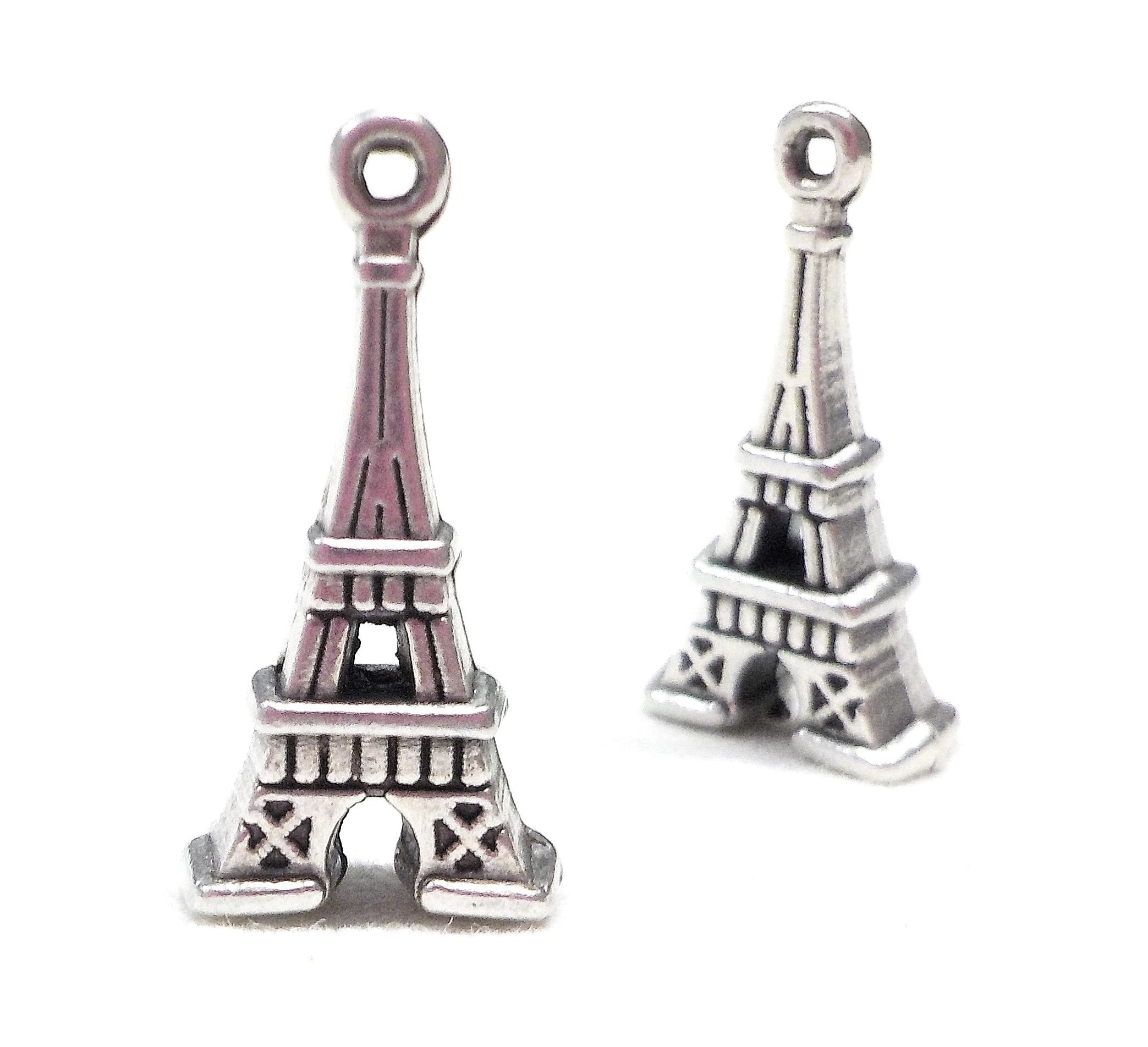 エッフェル塔チャーム、999シルバーメッキ3Dエッフェル塔ペンダント