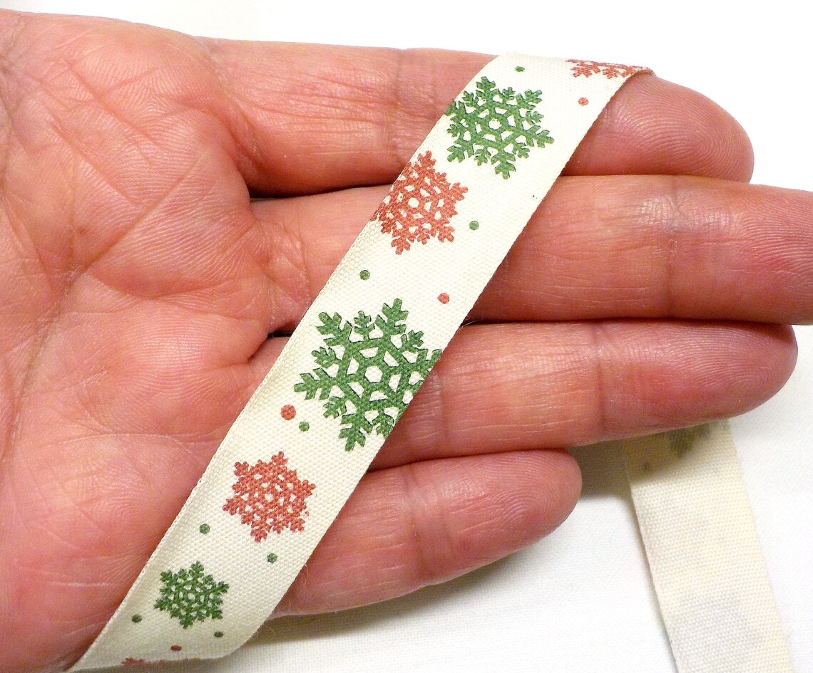 Cotton Printed Snowflake Ribbon Christmas Ribbon Home Decor - Etsy