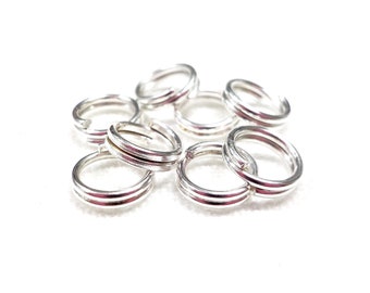 Split Rings, Silver Plated over Iron, Double Loop Jump Rings, Small Split Rings, 5.1x0.65mm, 22 Gauge - 30 pieces
