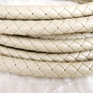 Beige Braided Vegan Leather Cord, Faux Leather 9-10mm Cord, Perfect for Bracelets or Necklaces, Sold in 40cm/15,7&quot; Lengths
